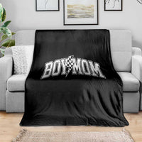 Boy Mom Lightning Bolt Checkered Varsity Son Mama Throw Blanket