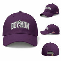 Boy Mom Lightning Bolt Checkered Varsity Son Mama Baseball Cap