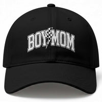 Boy Mom Lightning Bolt Checkered Varsity Son Mama Baseball Cap