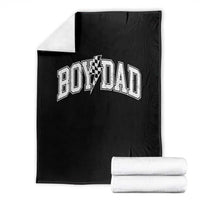 Boy Dad Lightning Bolt Checkered Varsity Son Daddy Throw Blanket