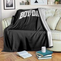 Boy Dad Lightning Bolt Checkered Varsity Son Daddy Throw Blanket