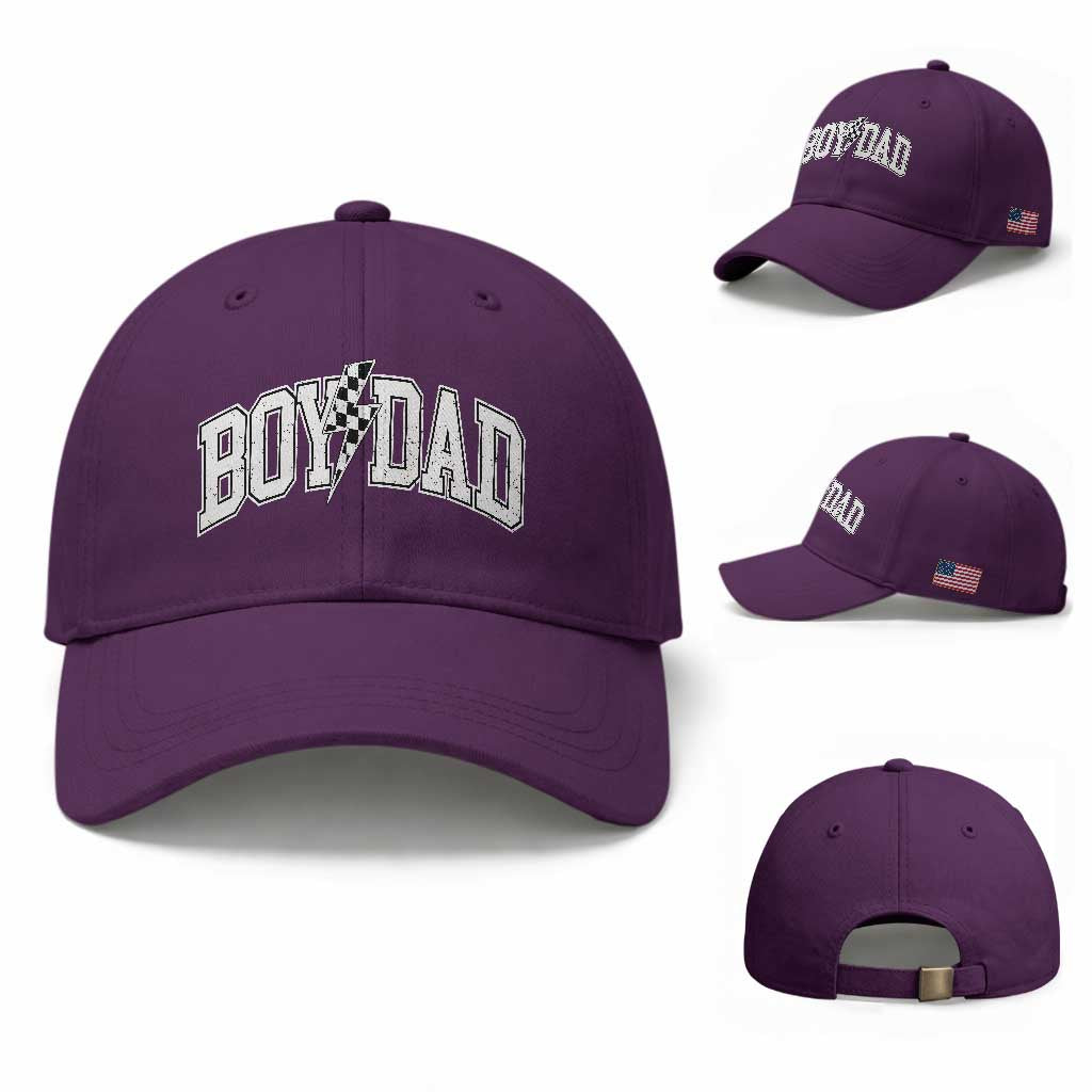 Boy Dad Lightning Bolt Checkered Varsity Son Daddy Baseball Cap