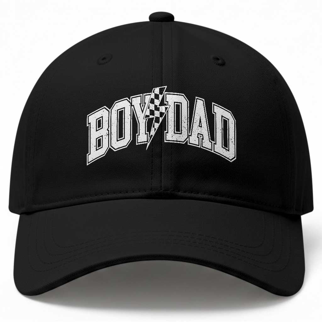 Boy Dad Lightning Bolt Checkered Varsity Son Daddy Baseball Cap