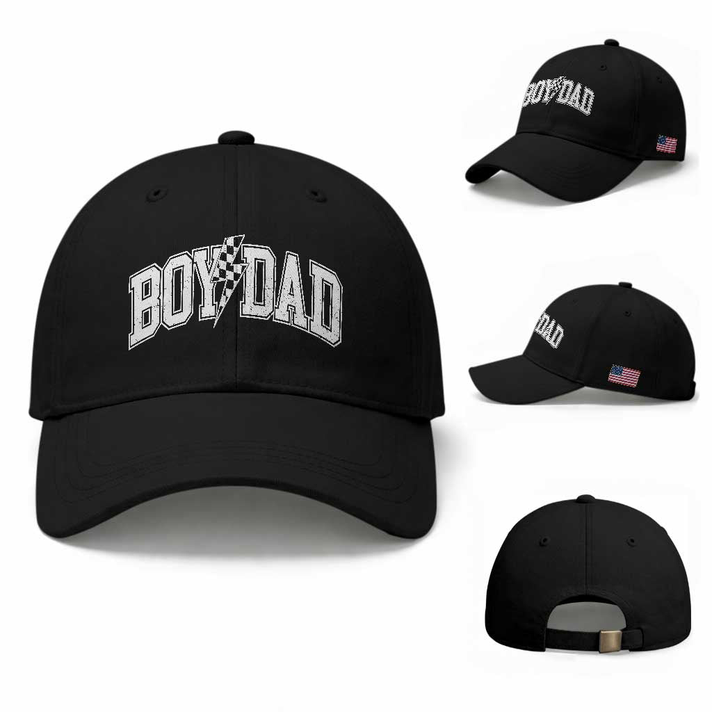 Boy Dad Lightning Bolt Checkered Varsity Son Daddy Baseball Cap