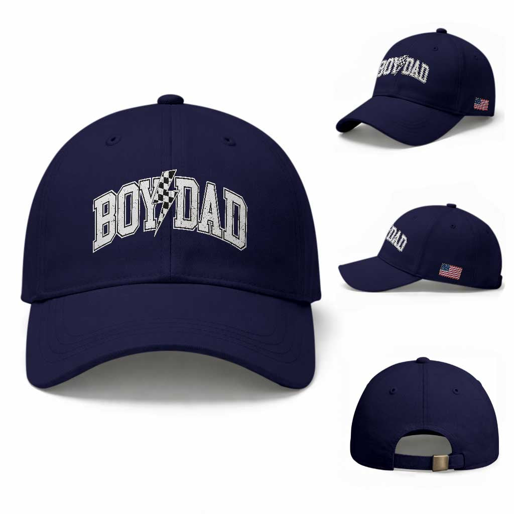 Boy Dad Lightning Bolt Checkered Varsity Son Daddy Baseball Cap