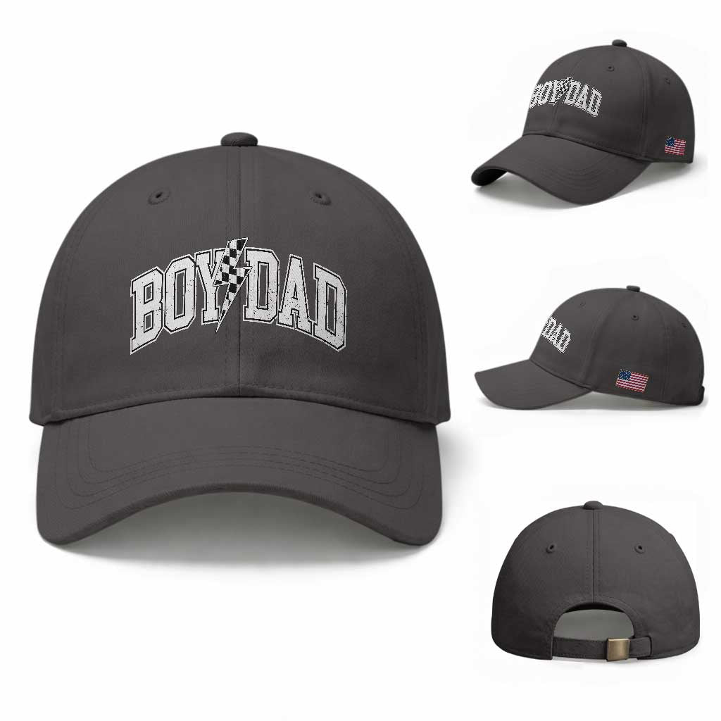 Boy Dad Lightning Bolt Checkered Varsity Son Daddy Baseball Cap