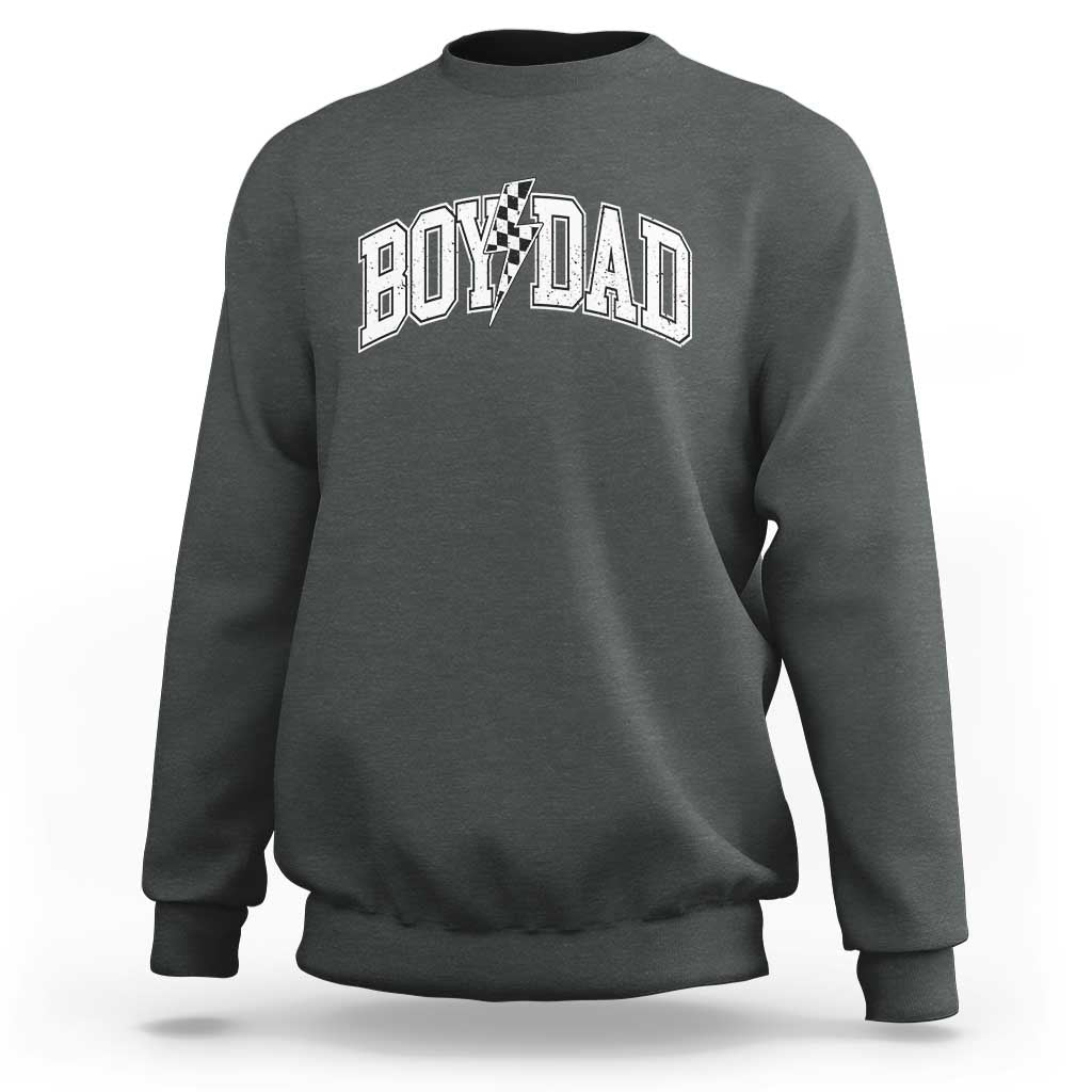 Boy Dad Lightning Bolt Checkered Varsity Son Daddy Sweatshirt