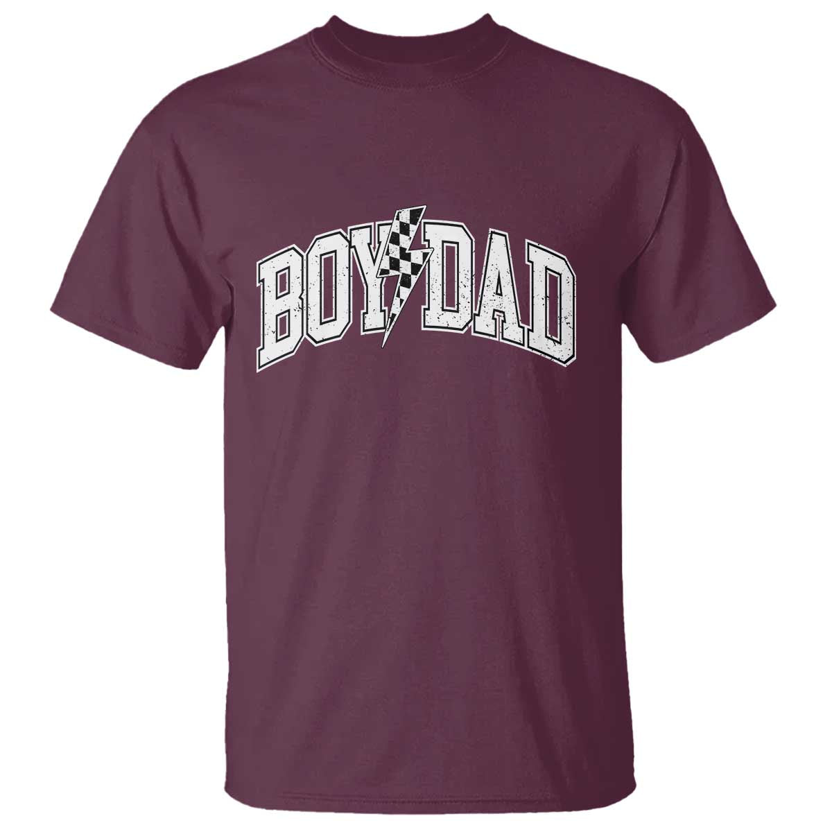 Boy Dad Lightning Bolt Checkered Varsity Son Daddy T Shirt
