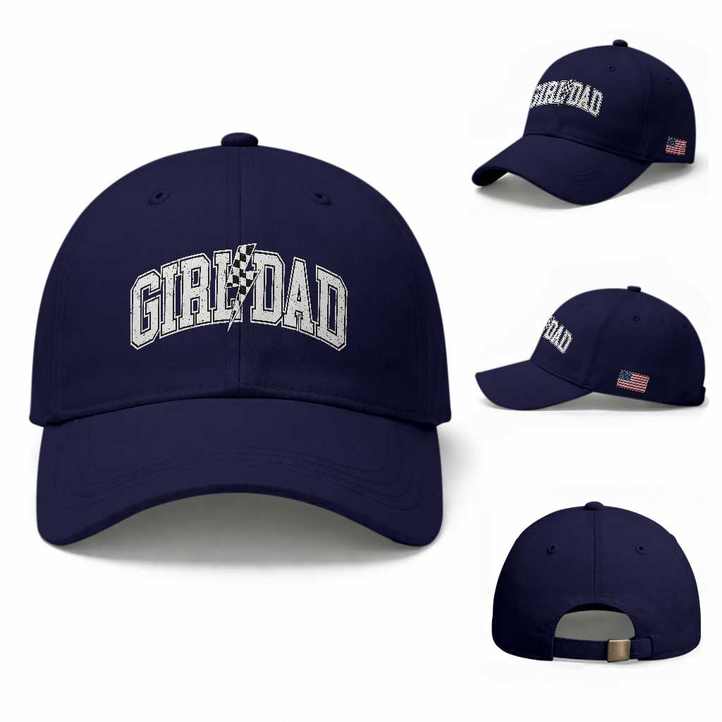 Girl Dad Lightning Bolt Checkered Varsity Daughter Daddy Baseball Cap