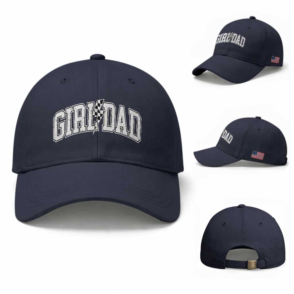 Girl Dad Lightning Bolt Checkered Varsity Daughter Daddy Baseball Cap