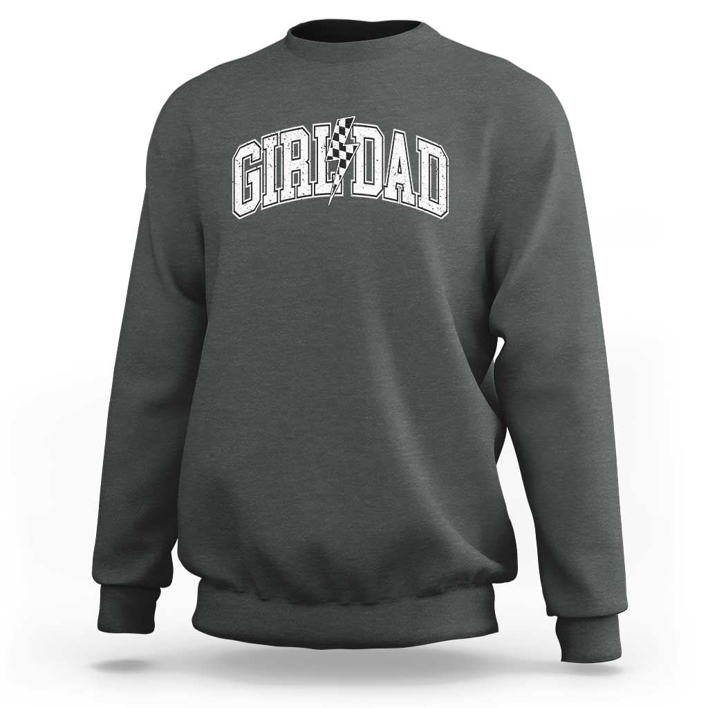 Girl Dad Lightning Bolt Checkered Varsity Daughter Daddy Sweatshirt