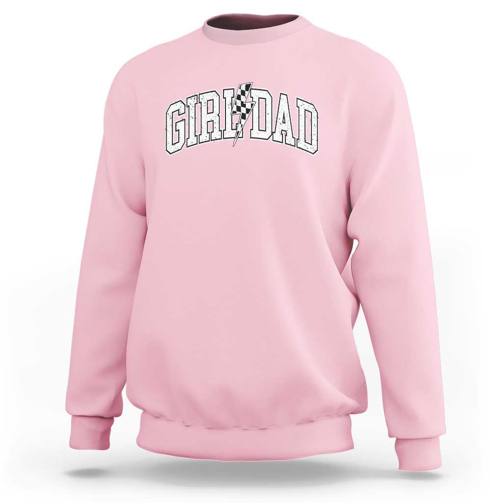 Girl Dad Lightning Bolt Checkered Varsity Daughter Daddy Sweatshirt