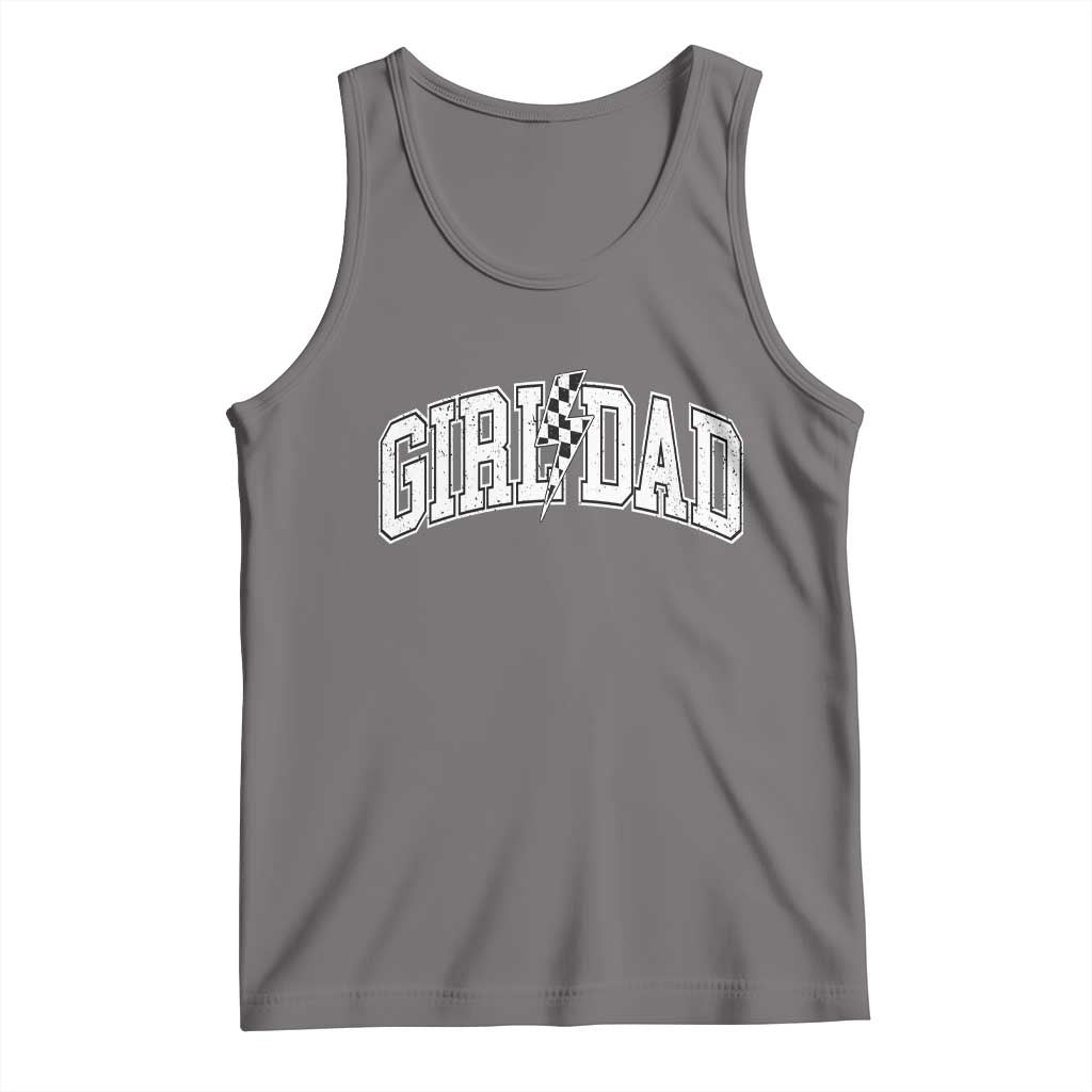 Girl Dad Lightning Bolt Checkered Varsity Daughter Daddy Tank Top