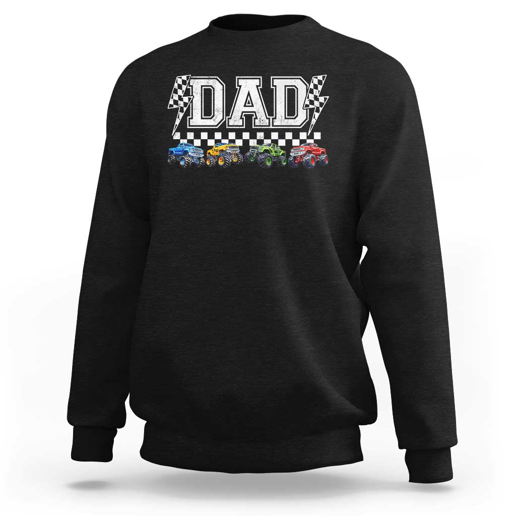 Monster Truck Dad Sweatshirt Funny Truck Daddy Checkered Father's Day