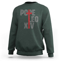 Men's dark forest green sweatshirt with red cross graphic and Pope lettering on chest