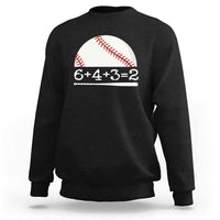 Black baseball sweatshirt with 6+4+3=2 graphic and long sleeves