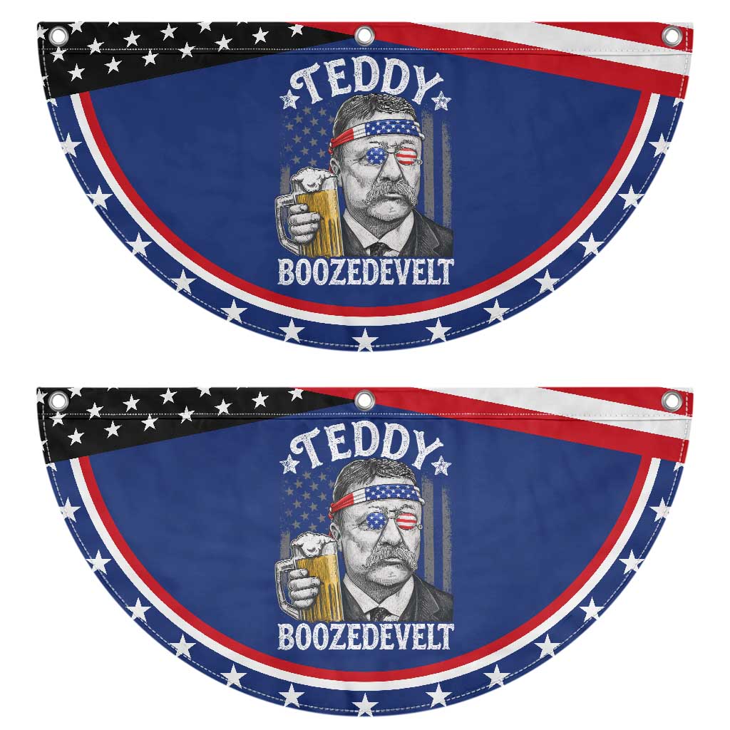 Teddy Boozedevelt Theodore Roosevelt 4th of July Patriotic Fan Flag Funny Beer Drinking Vintage American Flag