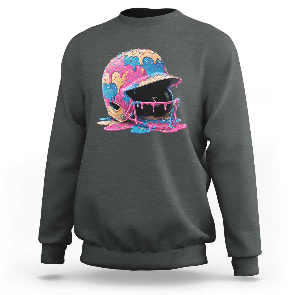 Funny Baseball Helmet Ice Cream Baseball Drip Sweatshirt - Wonder Print Shop