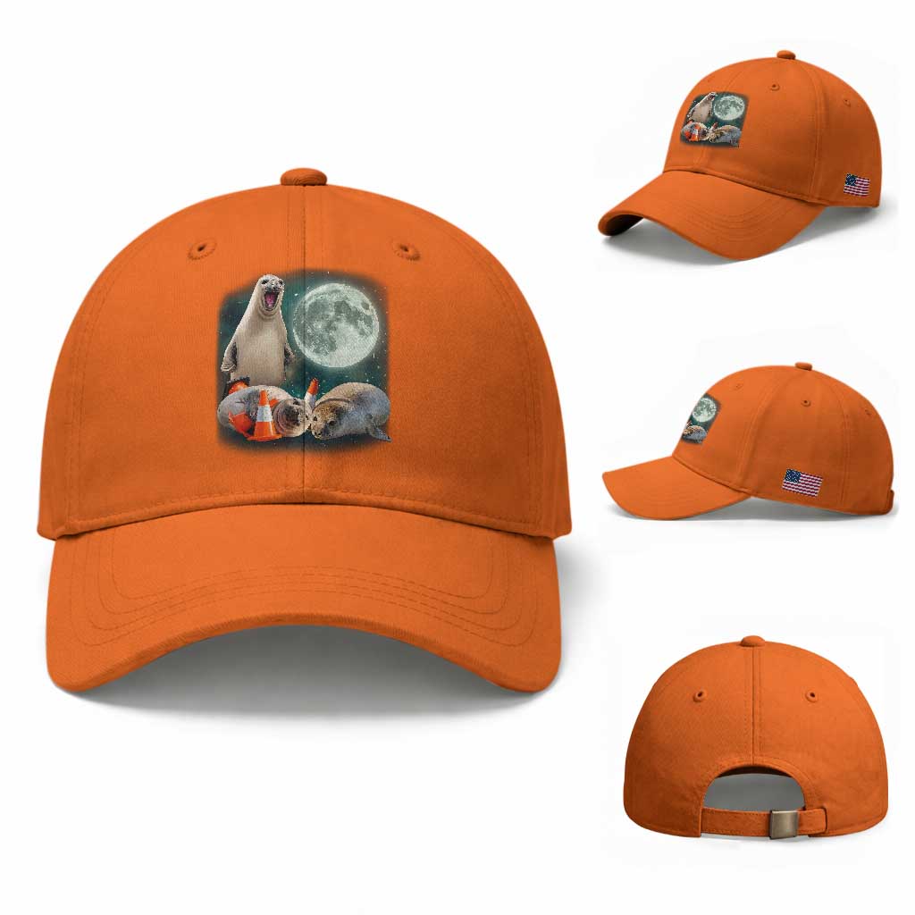 Funny Neil The Seal Howling at Moon 90s Retro Baseball Cap