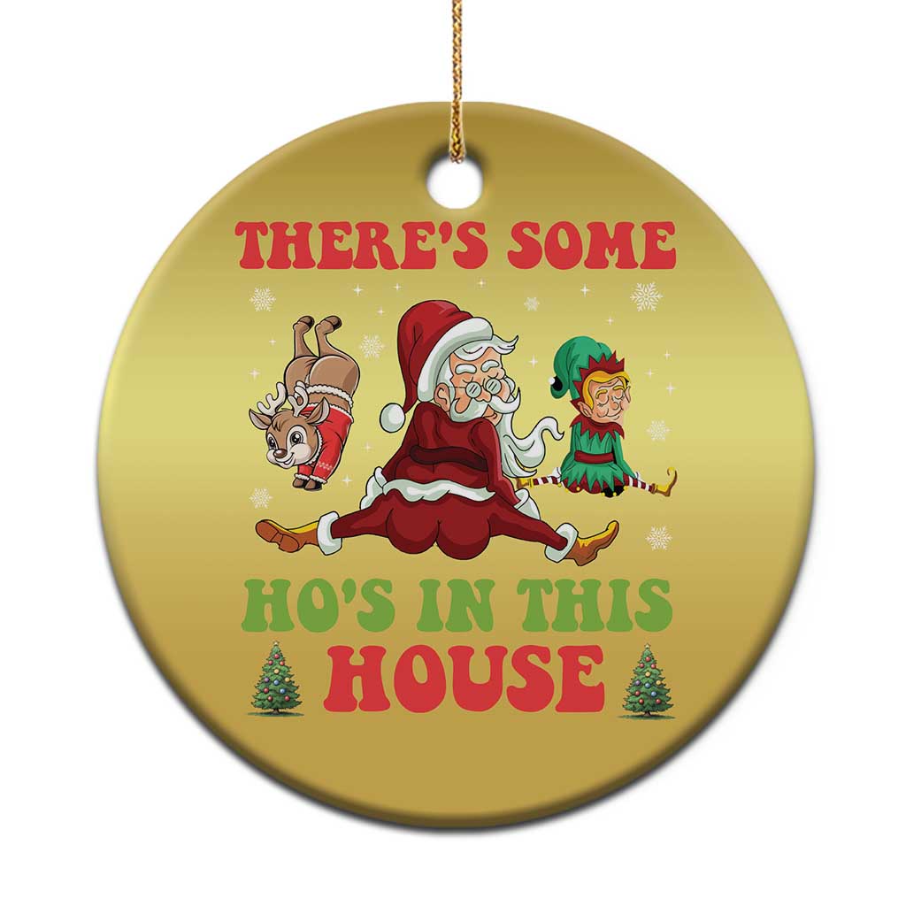 Funny Xmas Naughty Santa Christmas Ornament There's Some Ho's In This House Elf Reindeers - Wonder Print Shop