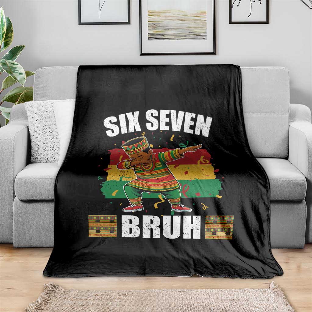 Funny 67 Kwanzaa Throw Blanket Six Seven Bruh Dabbing African Heritage - Wonder Print Shop