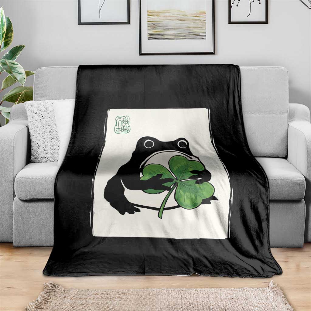 Funny Grumpy Frog Japanese St Patricks Day Throw Blanket
