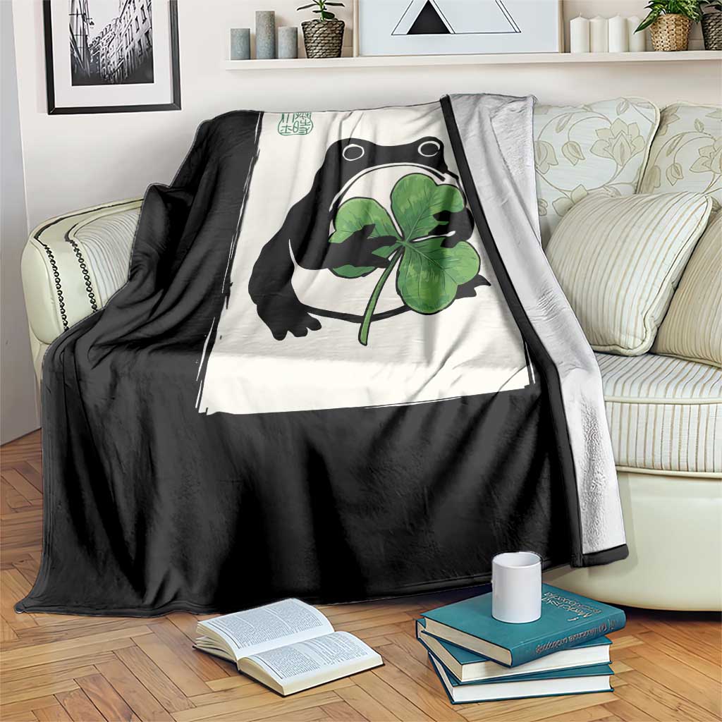 Funny Grumpy Frog Japanese St Patricks Day Throw Blanket