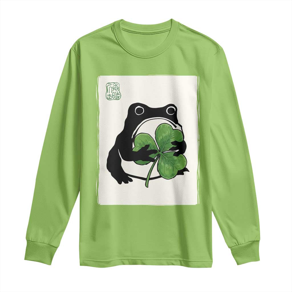 Funny Grumpy Frog Japanese St Patricks Day Long Sleeve Shirt