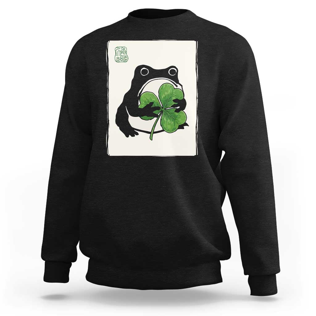 Funny Grumpy Frog Japanese St Patricks Day Sweatshirt