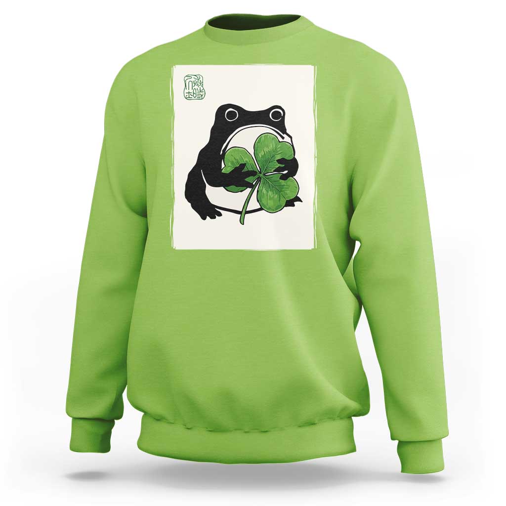Funny Grumpy Frog Japanese St Patricks Day Sweatshirt
