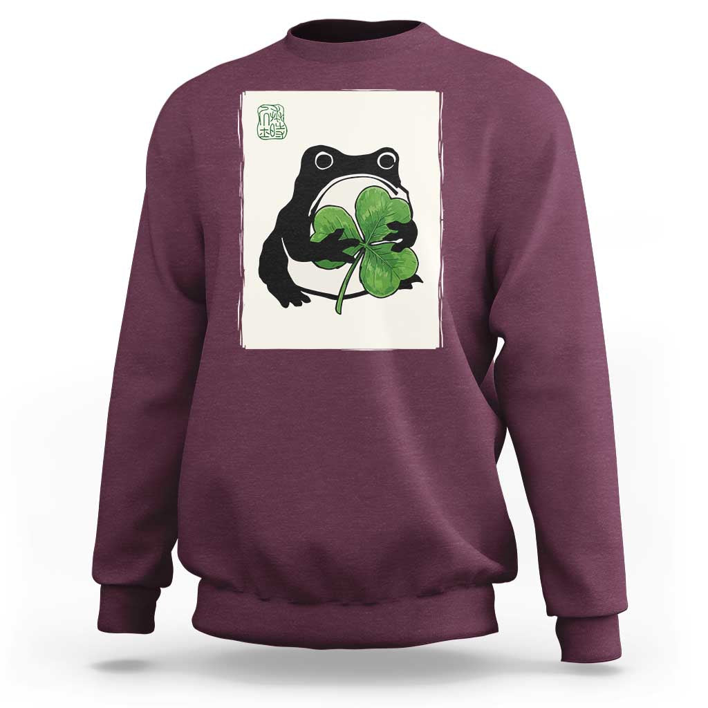 Funny Grumpy Frog Japanese St Patricks Day Sweatshirt