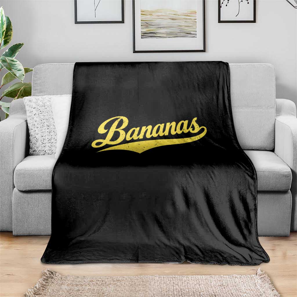 Bananas Retro Throwback Baseball Sport Lover Throw Blanket