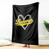 Bananas Vintage Heart Baseball Fan Game Day Throw Blanket