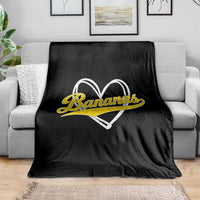 Bananas Vintage Heart Baseball Fan Game Day Throw Blanket