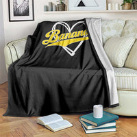 Bananas Vintage Heart Baseball Fan Game Day Throw Blanket