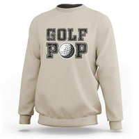 Crewneck sweatshirt, beige, “GOLF POP” golf ball graphic on chest