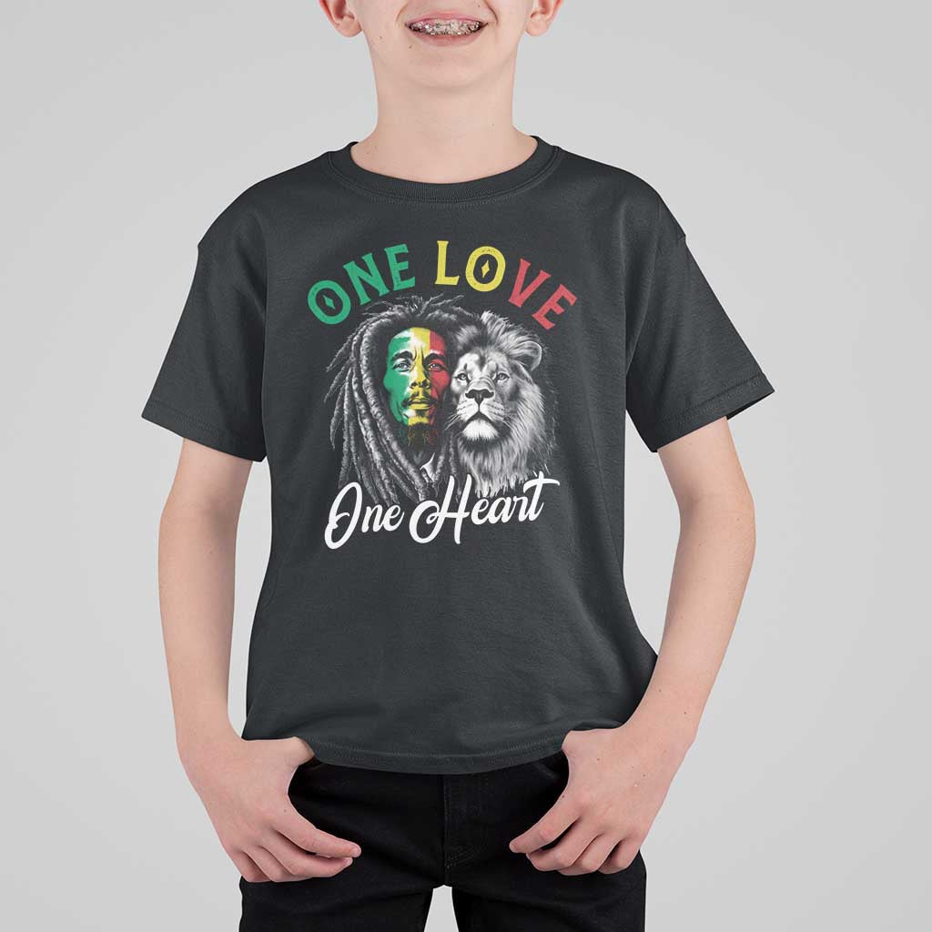 Reggae Legend T Shirt For Kid One Love One Heart Rastafarian Reggae Music Lion - Wonder Print Shop