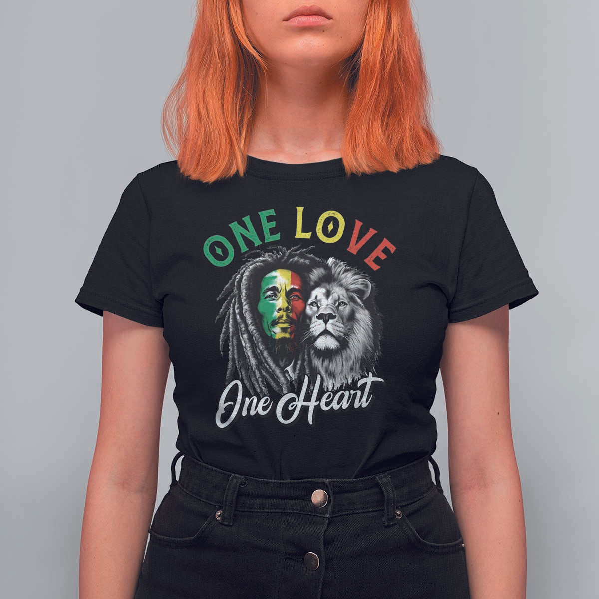 Reggae Legend T Shirt For Women One Love One Heart Rastafarian Reggae Music Lion - Wonder Print Shop