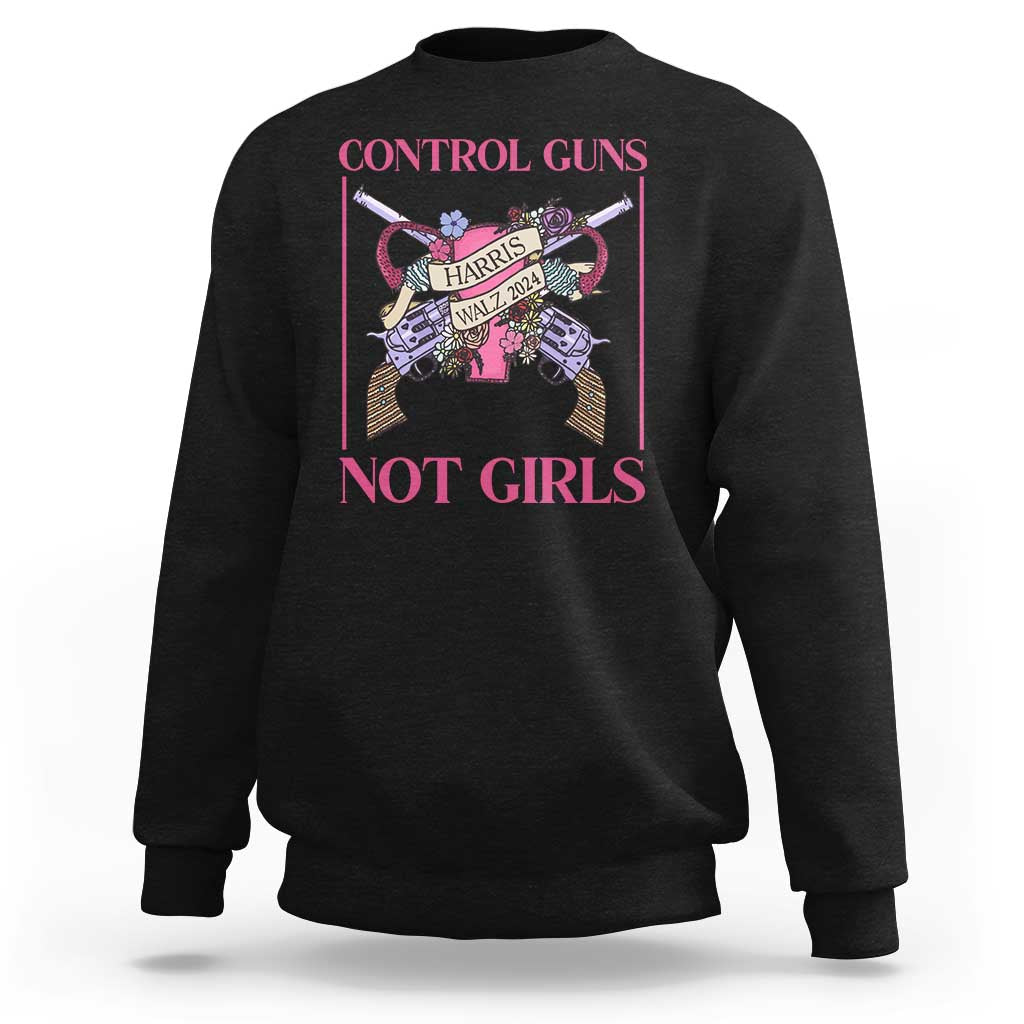 Black women’s sweatshirt with front graphic text print and long sleeves
