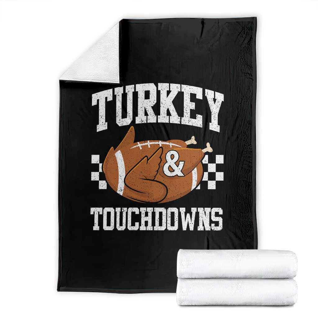 Funny Turkey And Touchdowns Throw Blanket Thanksgiving American Football - Wonder Print Shop