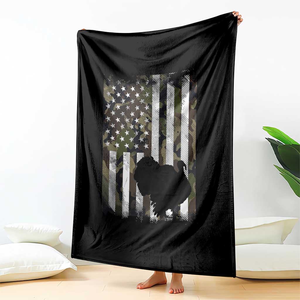 Turkey Hunting Camo US American Flag Thanksgiving Throw Blanket - Wonder Print Shop