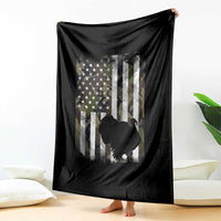 Turkey Hunting Camo US American Flag Thanksgiving Throw Blanket - Wonder Print Shop