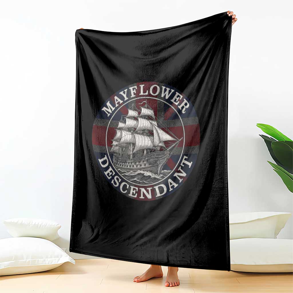 Mayflower Descendant Throw Blanket Pilgrim Fathers Thanksgiving History - Wonder Print Shop