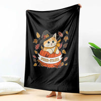 Funny Thanksgiving Cat Lover Throw Blanket Purritans Pilgrim Puritans Hat - Wonder Print Shop