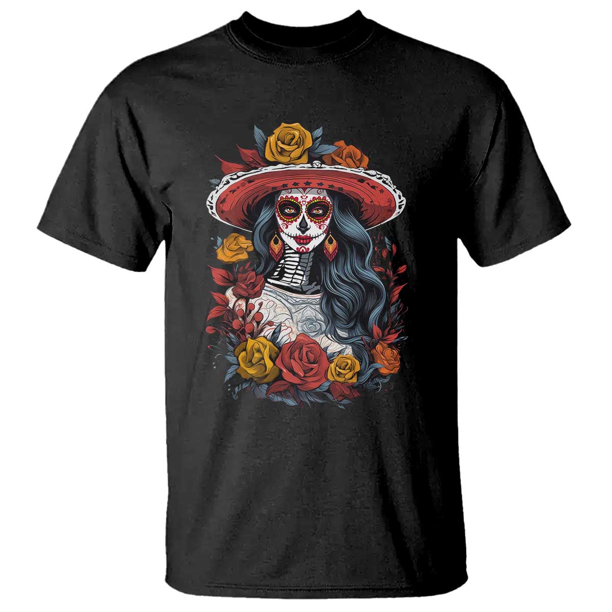 Day Of The Dead T Shirt La Catrina De Los Muertos Sugar Skull