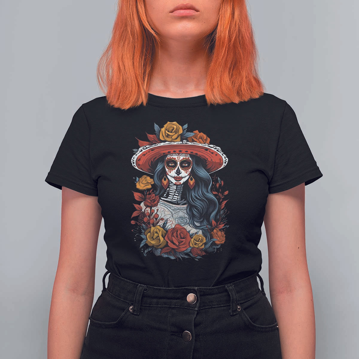 Day Of The Dead T Shirt For Women La Catrina De Los Muertos Sugar Skull