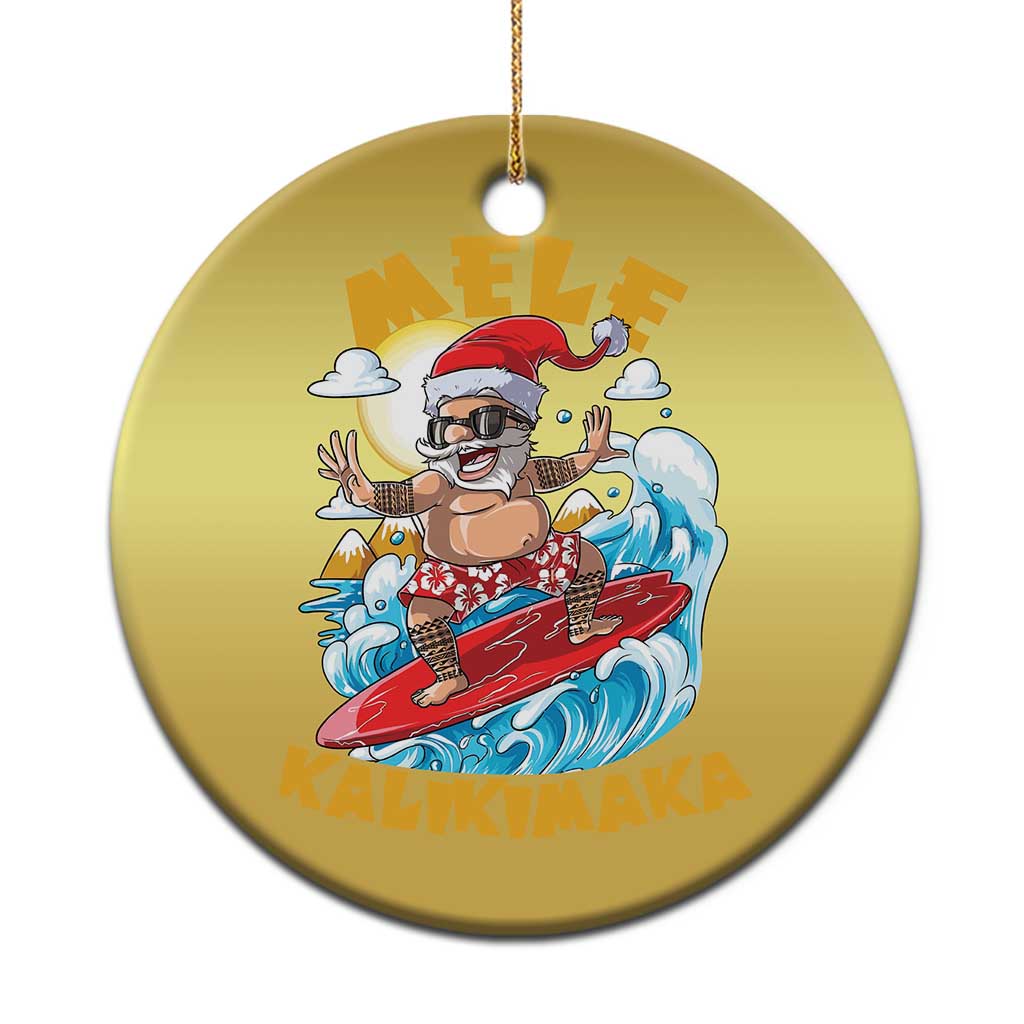 Xmas In Hawaii Christmas Ornament Mele Kalikimaka Surfing Santa Kakau Tattoo - Wonder Print Shop