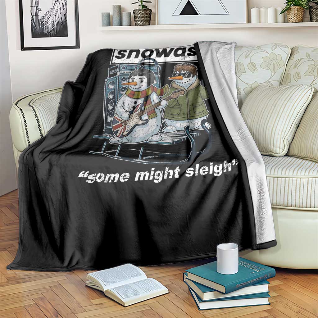 Snowasis Some Might Sleigh Throw Blanket Funny Christmas Snowmen Rock Band - Wonder Print Shop