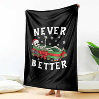 Funny Halloween Christmas Never Better Throw Blanket Xmas Skeleton Coffin - Wonder Print Shop