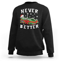 Funny Halloween Christmas Never Better Sweatshirt Xmas Skeleton Coffin - Wonder Print Shop